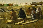 George Hendrik Breitner Lunch Break at the Building Site in the Van Diemenstraat in Amsterdam oil painting on canvas